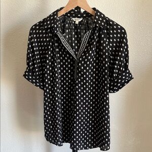 Max Studio Black Blouse with White Dots
